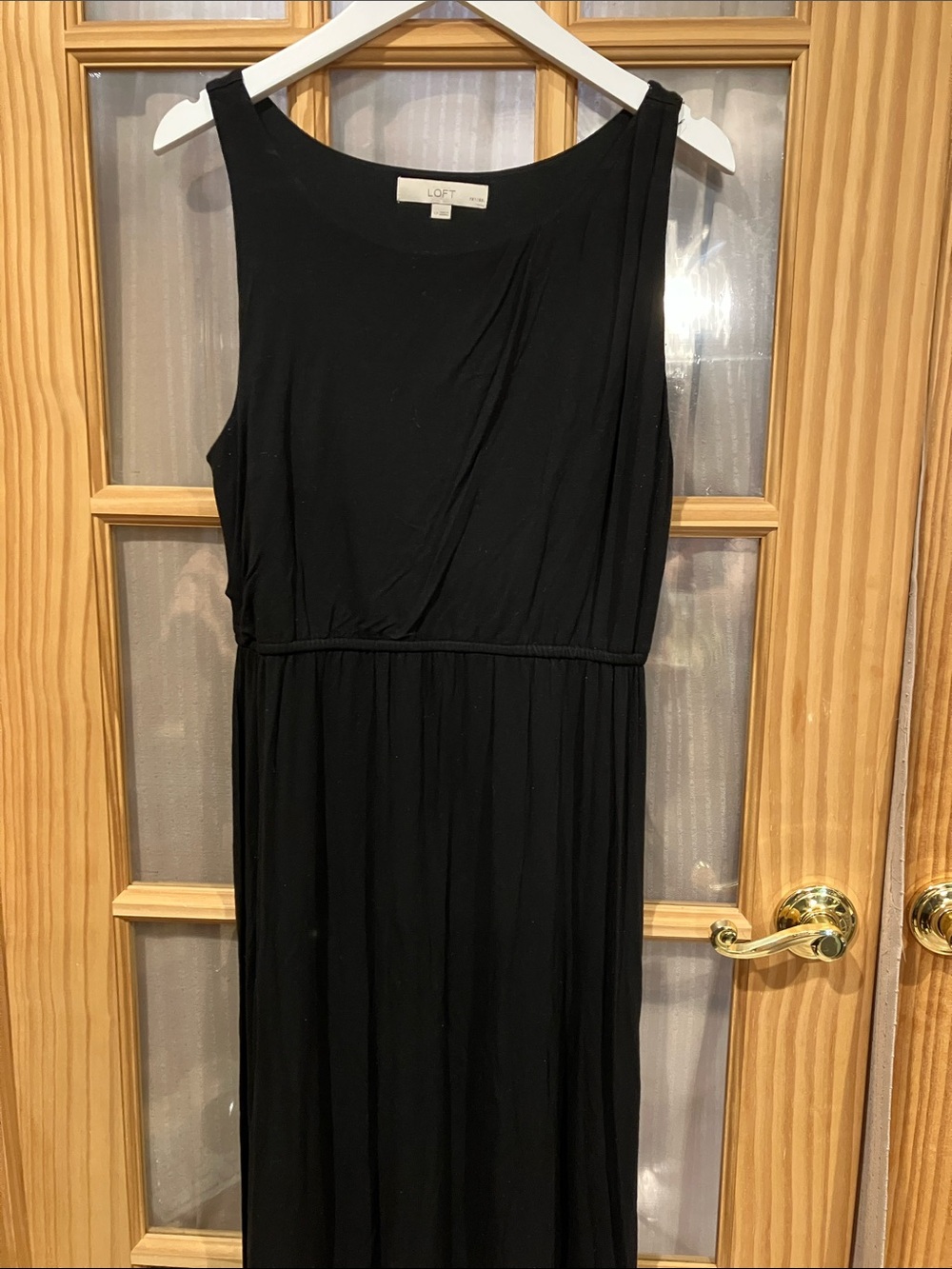 LOFT Black Sleeveless Maxi Dress with Defined Waist